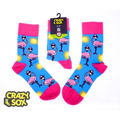 ЧОРАПИ ДАМСКИ CRAZY SOX РОЗОВО ФЛАМИНГО № 35-39 ЧИФТ