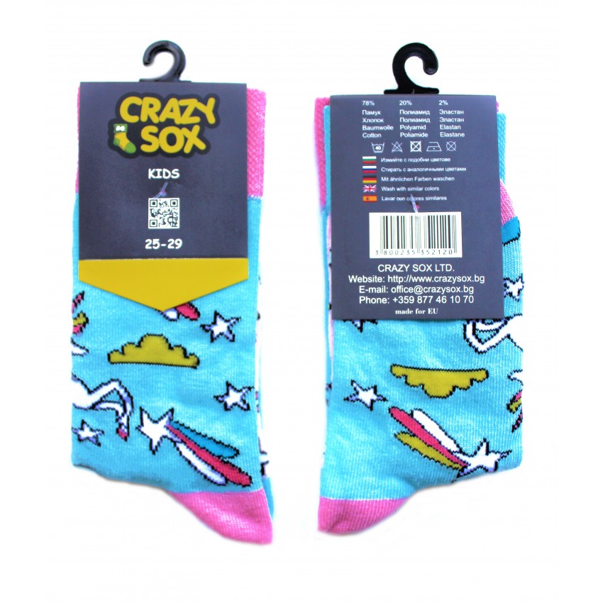 ЧОРАПИ ДЕТСКИ CRAZY SOX ЕДНОРОГ № 25-29 ЧИФТ